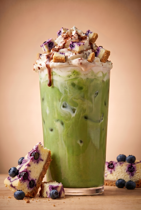 Mix and Match: Iced Matcha Blueberry Cheesecake